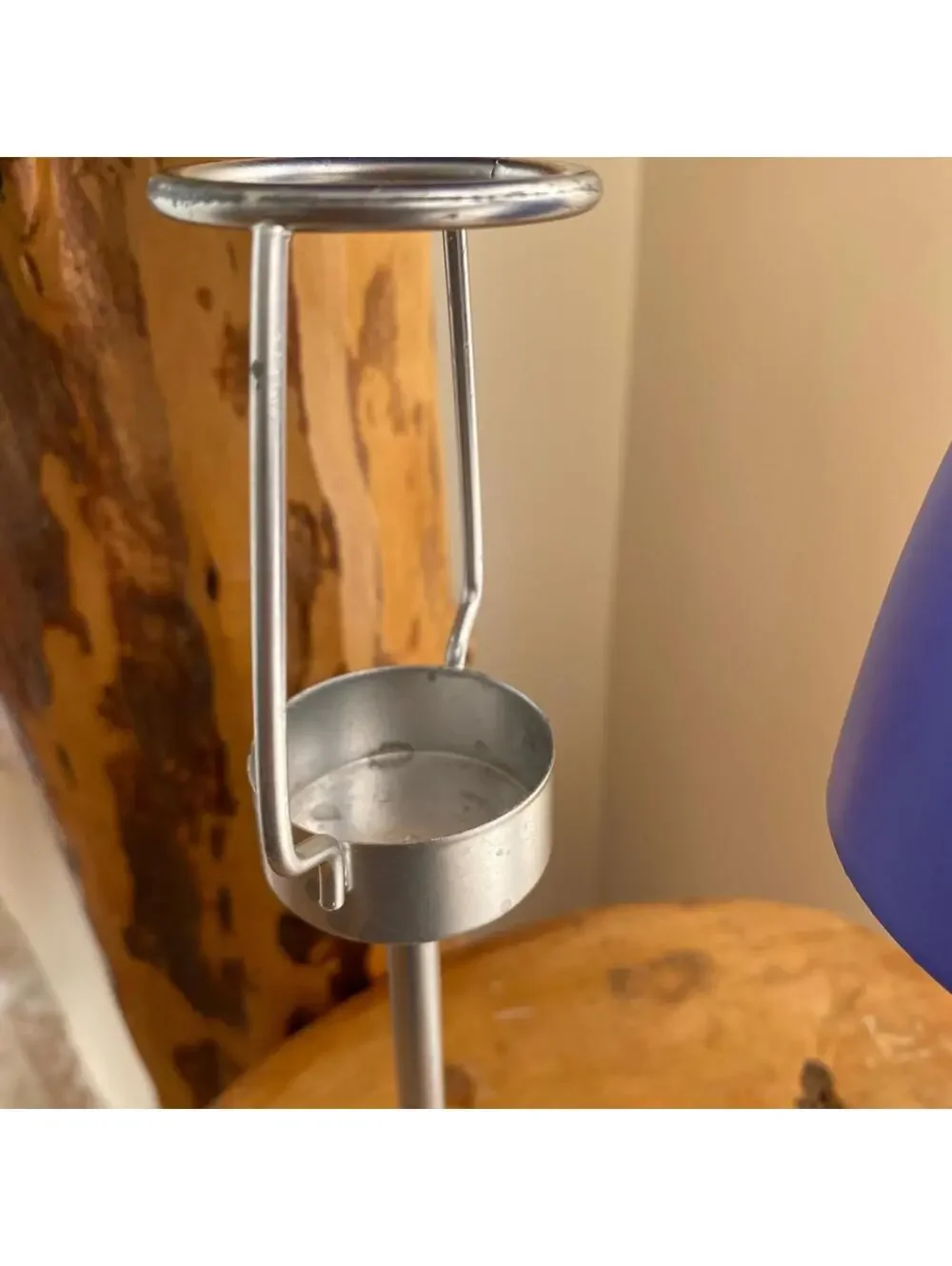 Pair of tealight Table Lamps with Blue Shades
